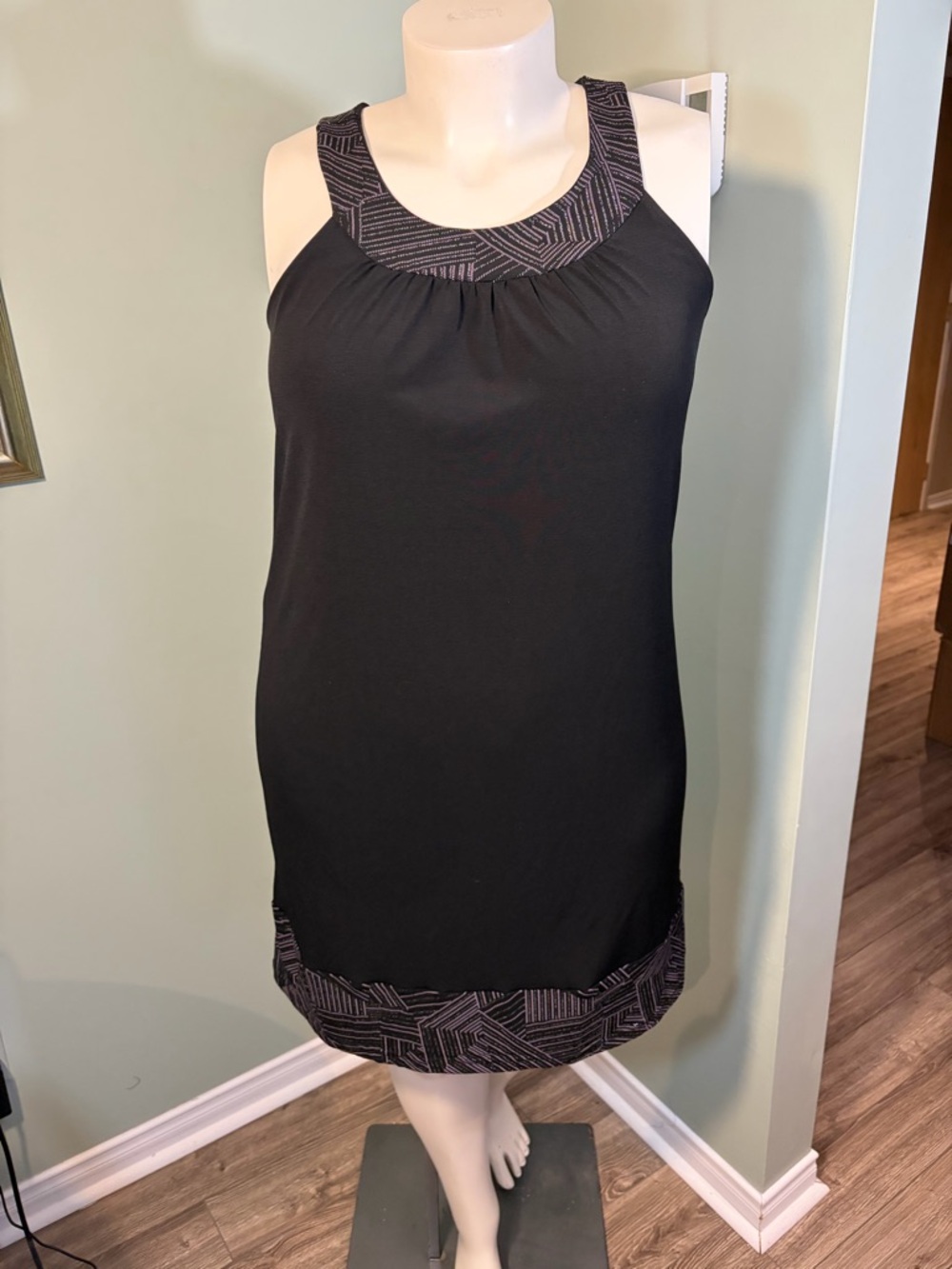 193. Jesse Ryan Black Sleeveless Dress with Gold and Silver accents